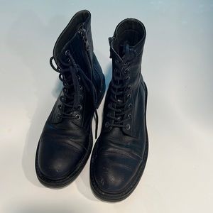 Men’s John Varvatos black zip up lace combat boots